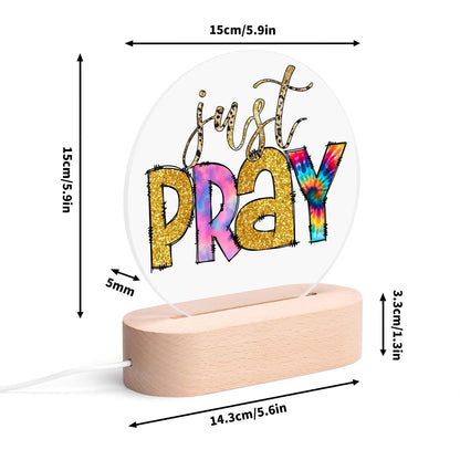 Colourful Christian - Round LED Acrylic Night Light with Wooden Base