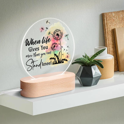 Colourful Christian - Round LED Acrylic Night Light with Wooden Base