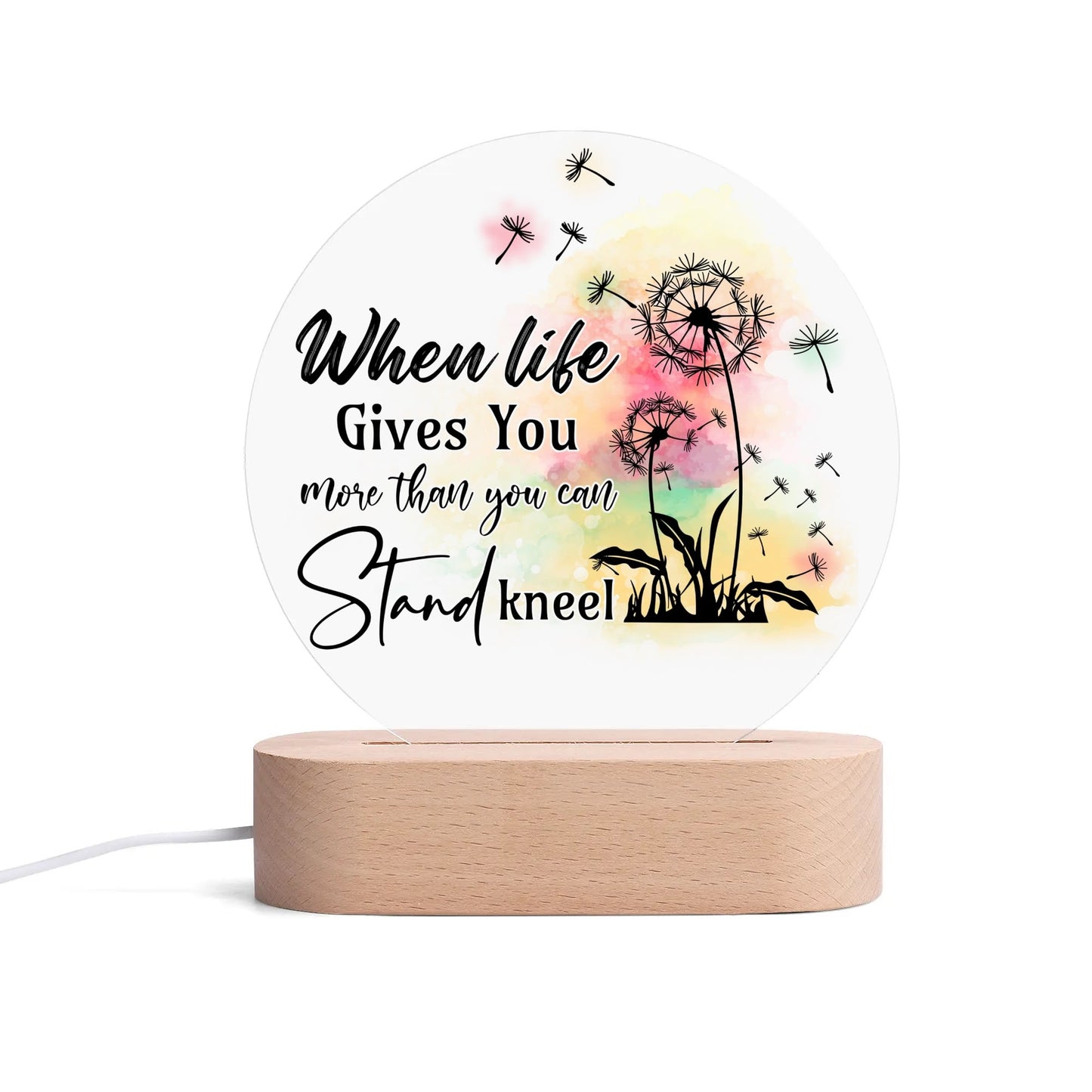 Colourful Christian - Round LED Acrylic Night Light with Wooden Base