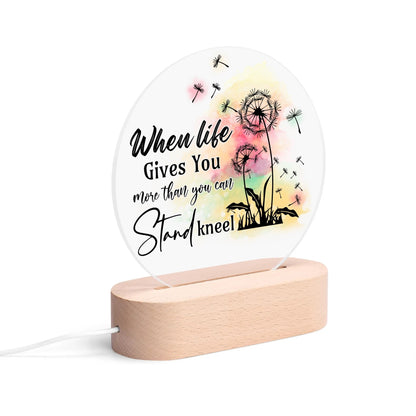 Colourful Christian - Round LED Acrylic Night Light with Wooden Base