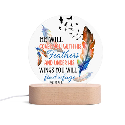 Colourful Christian - Round LED Acrylic Night Light with Wooden Base