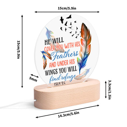 Colourful Christian - Round LED Acrylic Night Light with Wooden Base