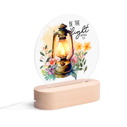 Colourful Christian - Round LED Acrylic Night Light with Wooden Base