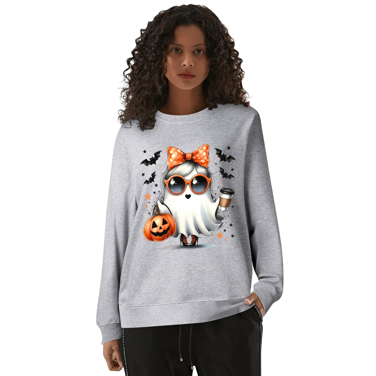 Boojie Halloween Ghost - Unisex Soft 100% Cotton Sweatshirt