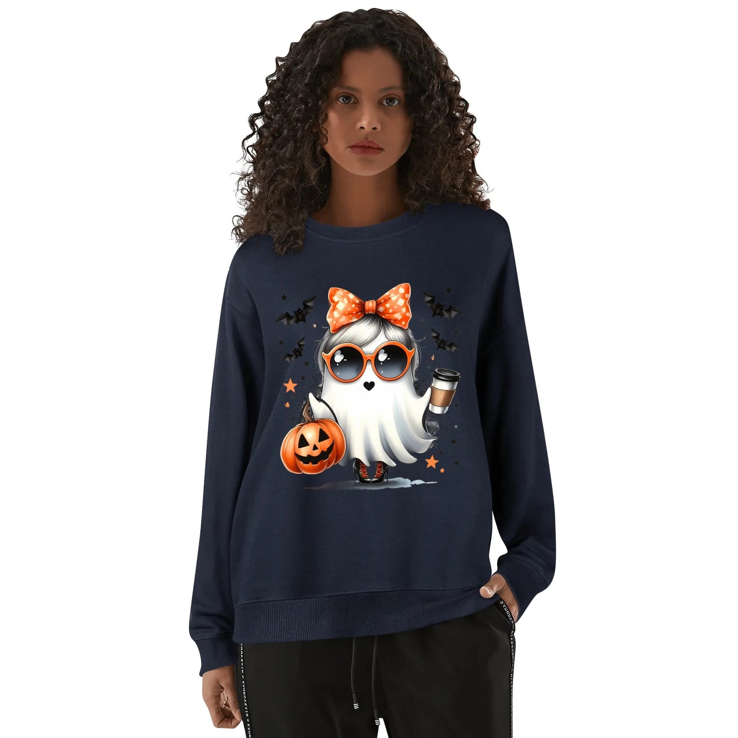 Boojie Halloween Ghost - Unisex Soft 100% Cotton Sweatshirt