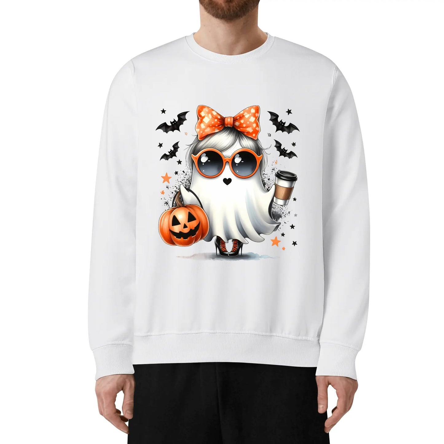 Boojie Halloween Ghost - Unisex Soft 100% Cotton Sweatshirt