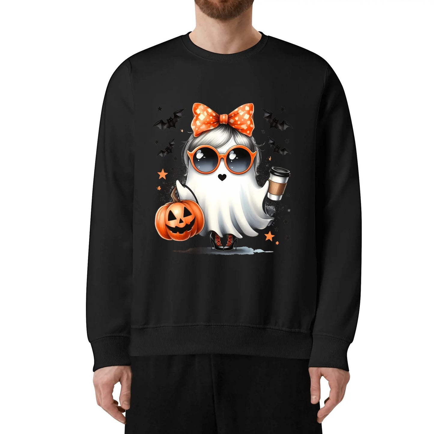 Boojie Halloween Ghost - Unisex Soft 100% Cotton Sweatshirt