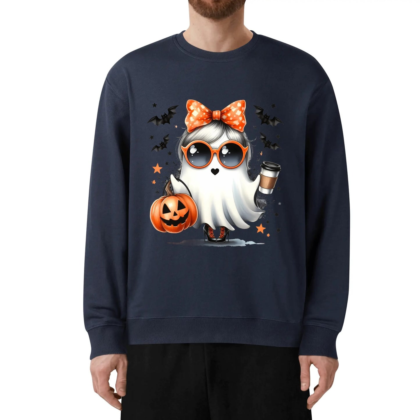 Boojie Halloween Ghost - Unisex Soft 100% Cotton Sweatshirt