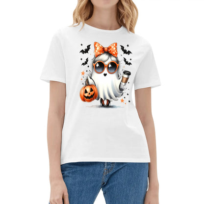 Boojie Halloween Ghost - Womens Super Soft 100% Cotton T-Shirts