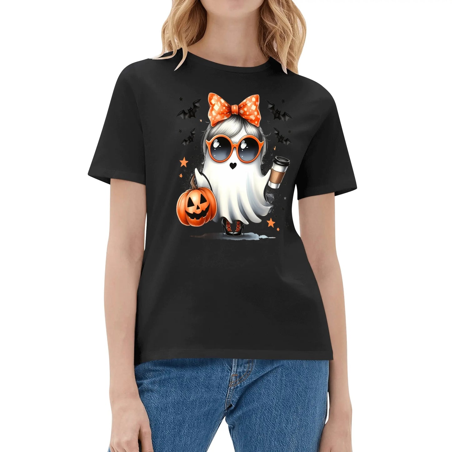 Boojie Halloween Ghost - Womens Super Soft 100% Cotton T-Shirts