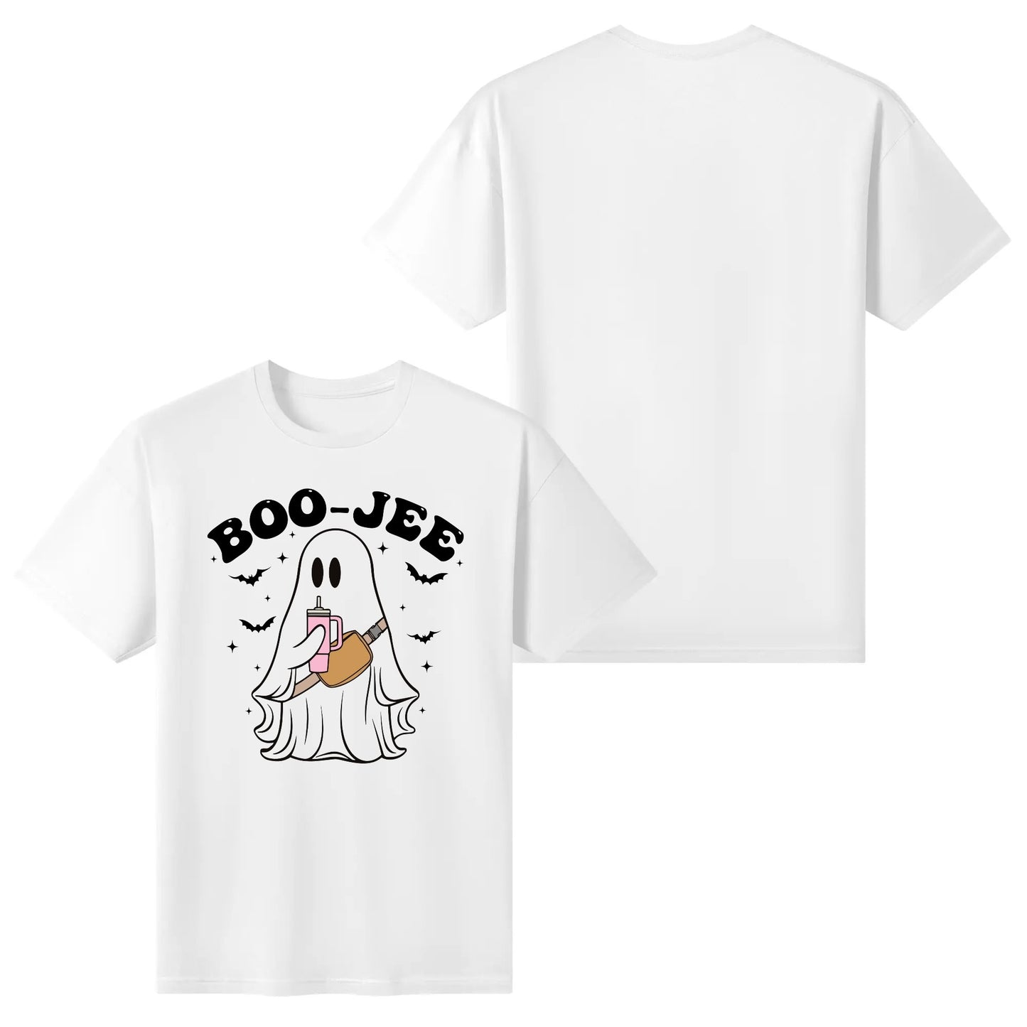 BOO-Jee Ghost - Womens Super Soft 100% Cotton T-Shirts - Fun Halloween Tee