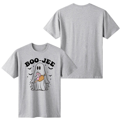 BOO-Jee Ghost - Womens Super Soft 100% Cotton T-Shirts - Fun Halloween Tee