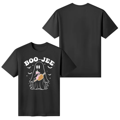 BOO-Jee Ghost - Womens Super Soft 100% Cotton T-Shirts - Fun Halloween Tee