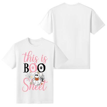 This is BOO Sheet - Womens Super Soft 100% Cotton T-Shirts - Funny Halloween Ghost Tee