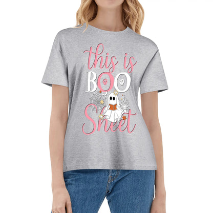 This is BOO Sheet - Womens Super Soft 100% Cotton T-Shirts - Funny Halloween Ghost Tee