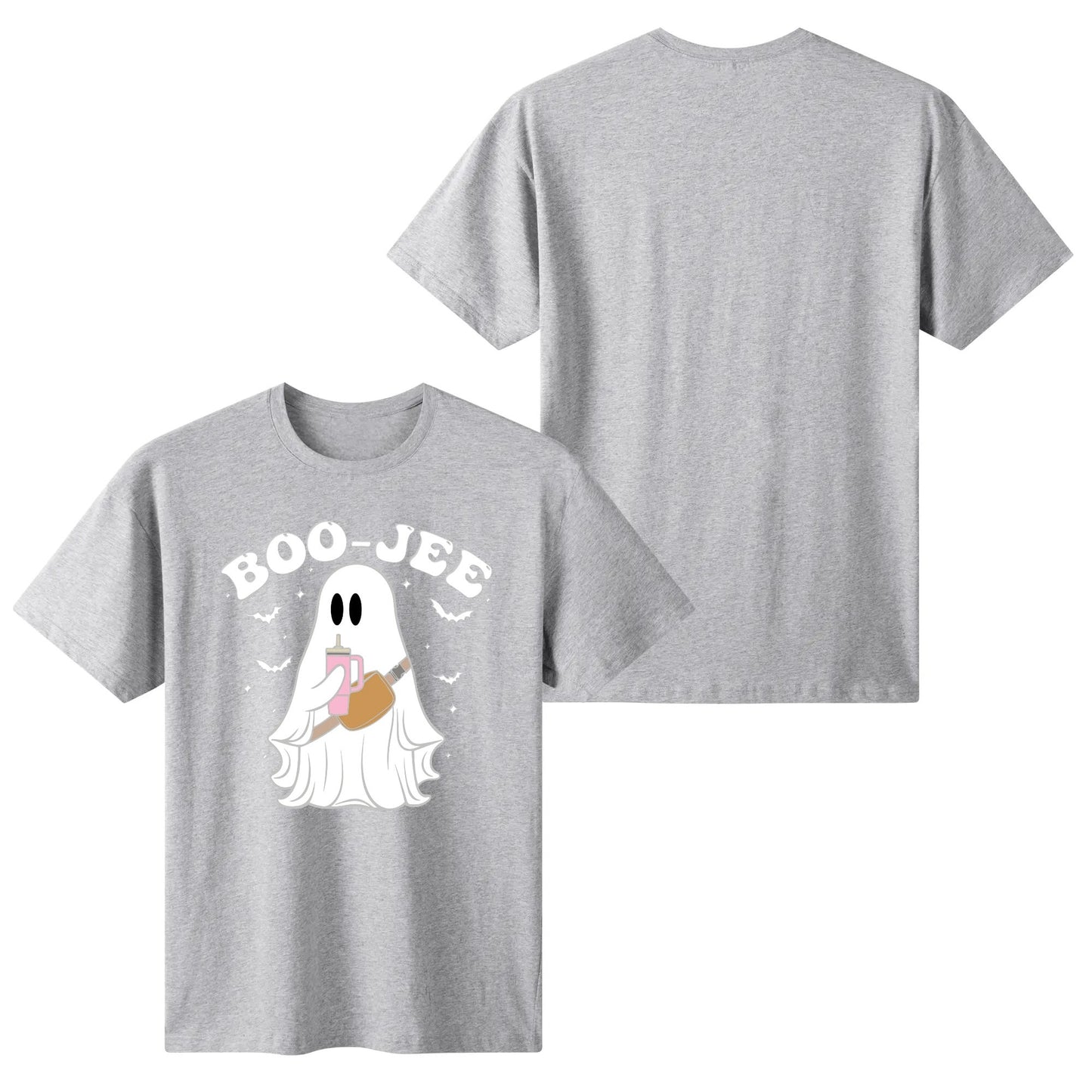 BOO-Jee Ghost - Womens Super Soft 100% Cotton T-Shirts - Fun Halloween Tee