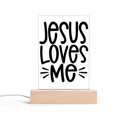 Christian - Rectangular LED Acrylic Night Light and Wooden Base Table Décor