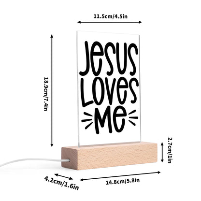 Christian - Rectangular LED Acrylic Night Light and Wooden Base Table Décor