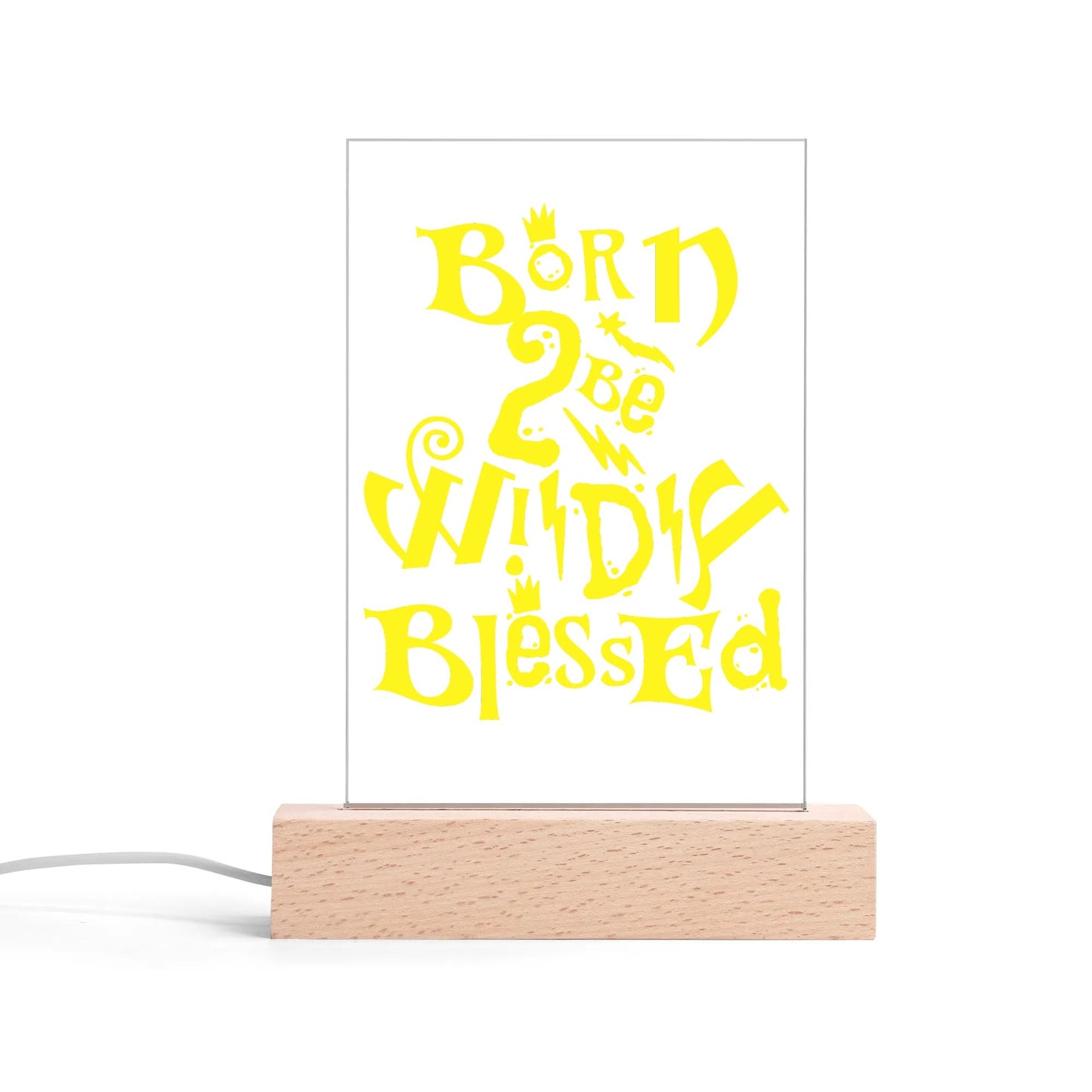 Christian - Rectangular LED Acrylic Night Light and Wooden Base Table Décor