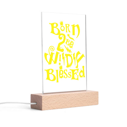 Christian - Rectangular LED Acrylic Night Light and Wooden Base Table Décor