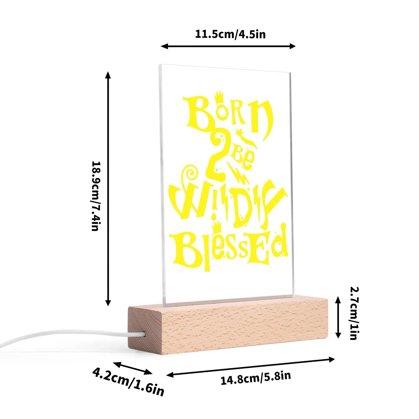 Christian - Rectangular LED Acrylic Night Light and Wooden Base Table Décor