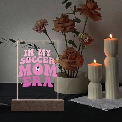 Mom Life - LED Acrylic Night Light and Wooden Base Table Décor