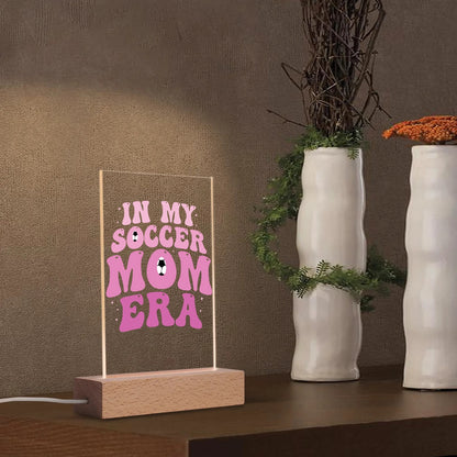 Mom Life - LED Acrylic Night Light and Wooden Base Table Décor