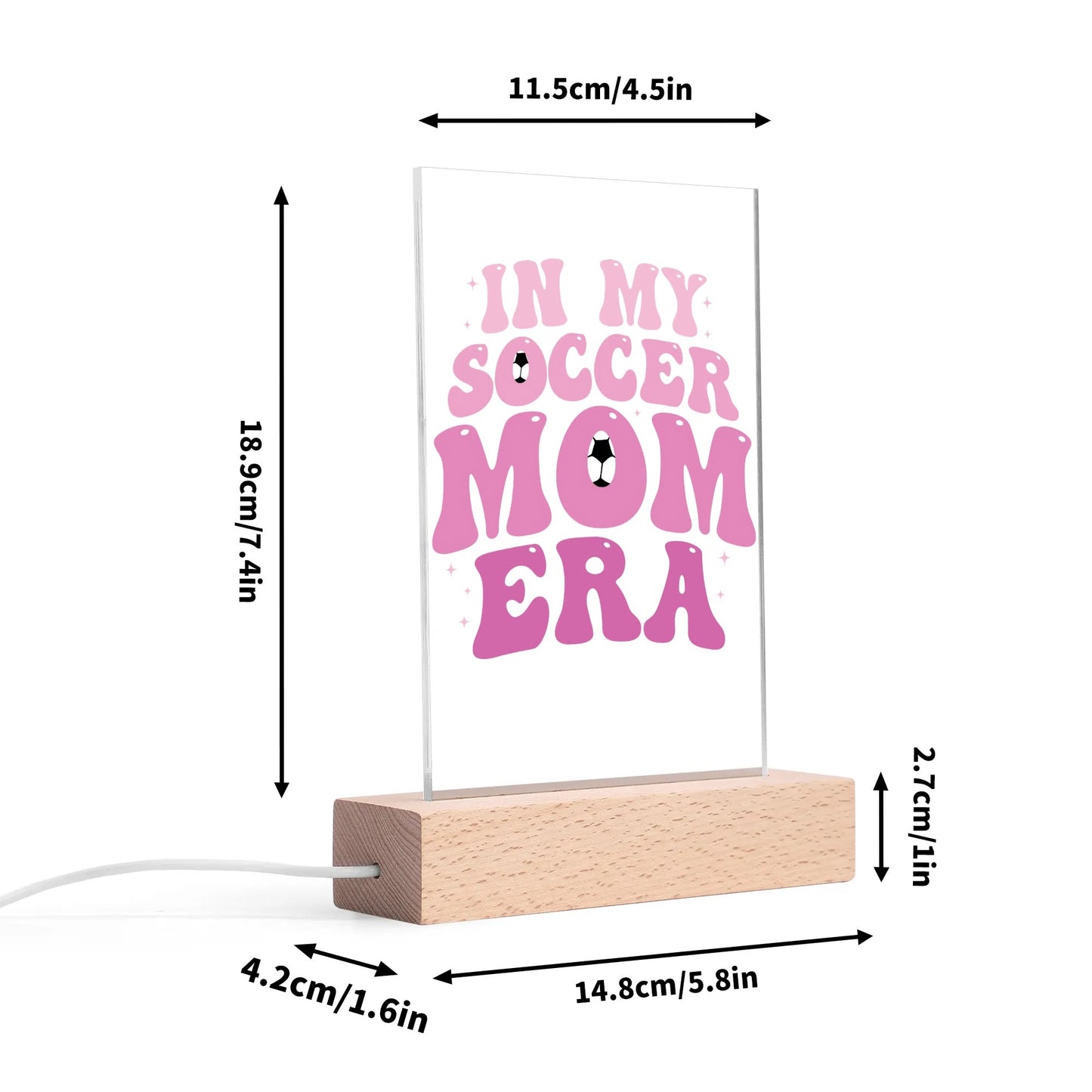 Mom Life - LED Acrylic Night Light and Wooden Base Table Décor