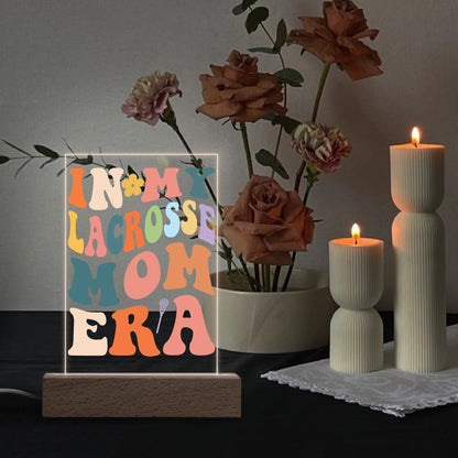 Mom Life - LED Acrylic Night Light and Wooden Base Table Décor