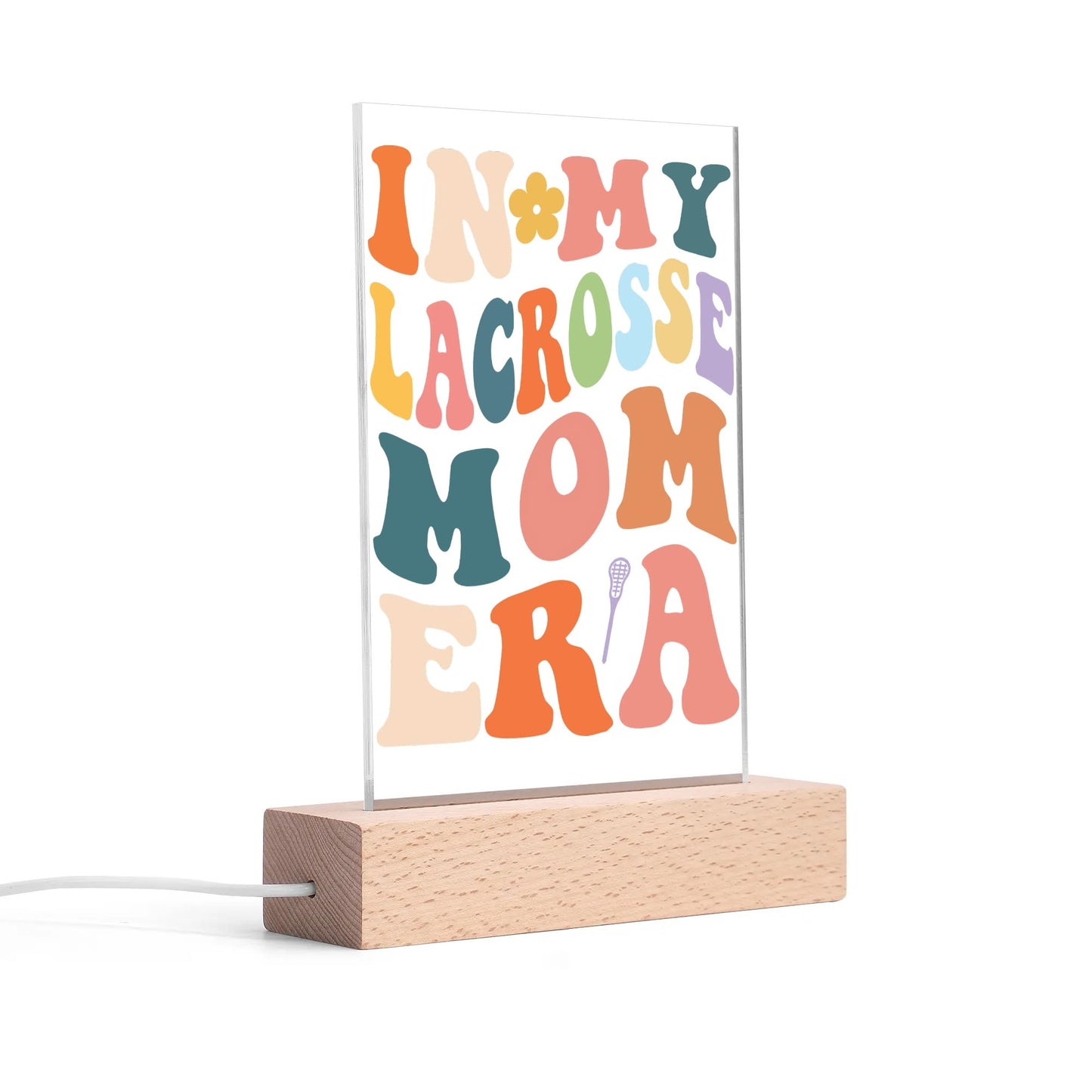 Mom Life - LED Acrylic Night Light and Wooden Base Table Décor