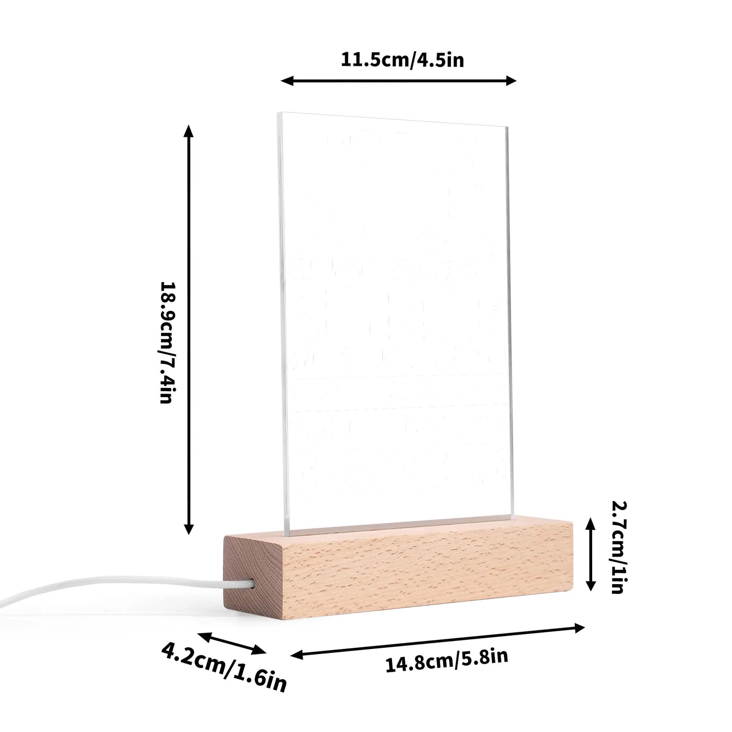 Fun and Sarcastic - Rectangular LED Acrylic Night Light and Wooden Base Table Décor