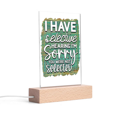 Fun and Sarcastic - Rectangular LED Acrylic Night Light and Wooden Base Table Décor