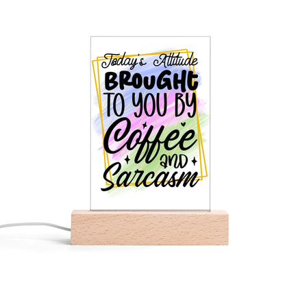 Fun and Sarcastic - Rectangular LED Acrylic Night Light and Wooden Base Table Décor