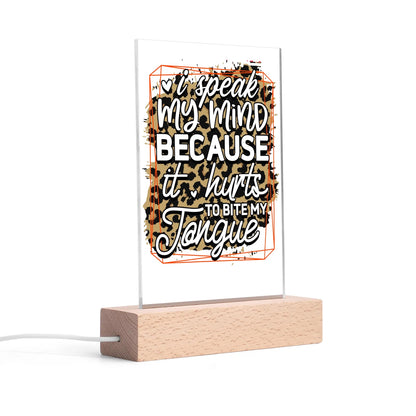 Fun and Sarcastic - Rectangular LED Acrylic Night Light and Wooden Base Table Décor