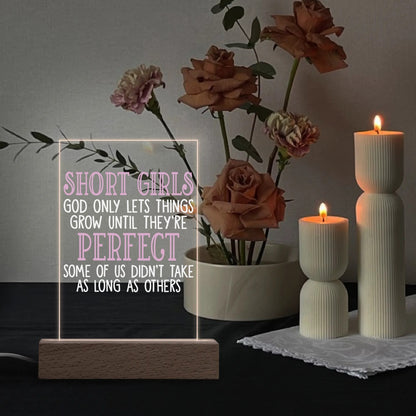 Fun and Sarcastic - Rectangular LED Acrylic Night Light and Wooden Base Table Décor