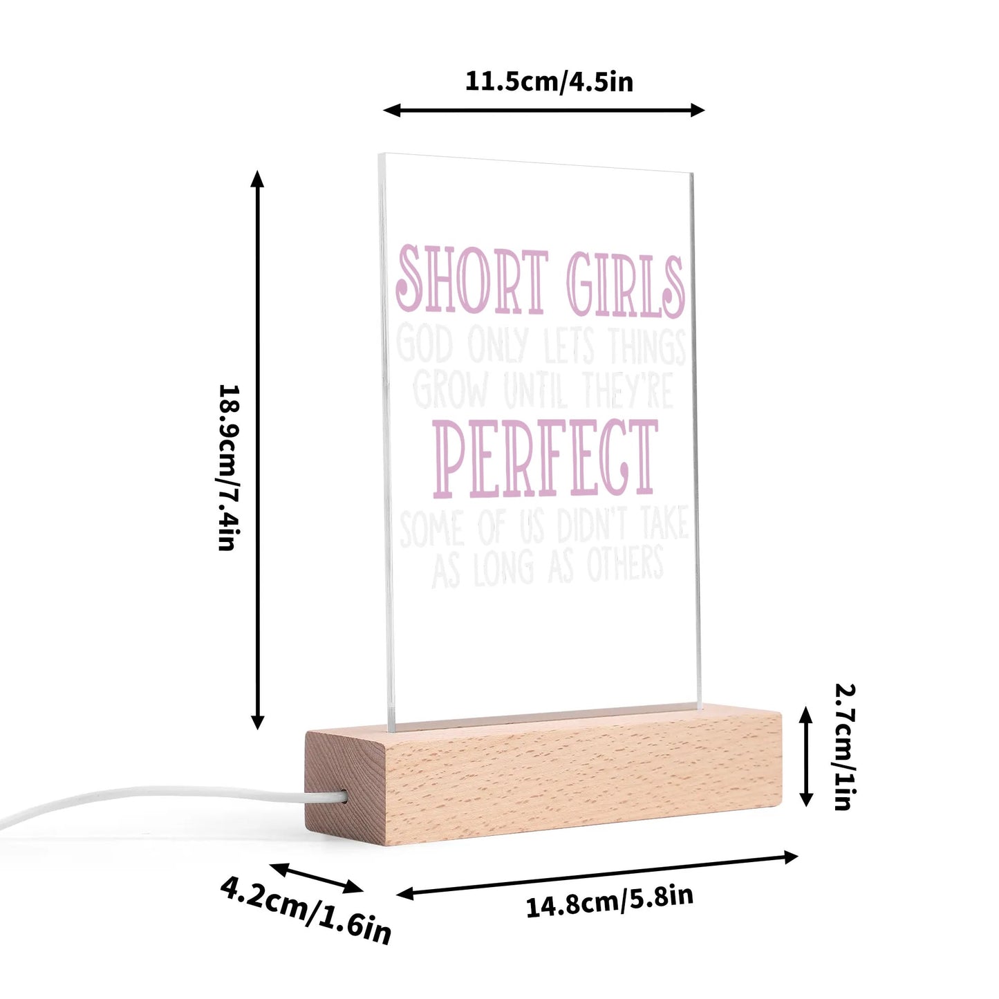 Fun and Sarcastic - Rectangular LED Acrylic Night Light and Wooden Base Table Décor