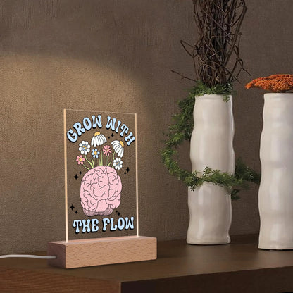 Brain Health - LED Acrylic Night Light and Wooden Base Table Décor