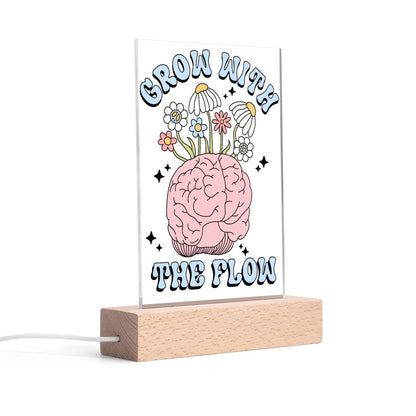 Brain Health - LED Acrylic Night Light and Wooden Base Table Décor