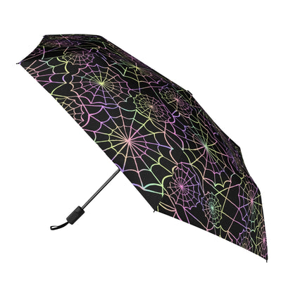 Neon Webs - Manual Folding Halloween Umbrella - Print on Outside