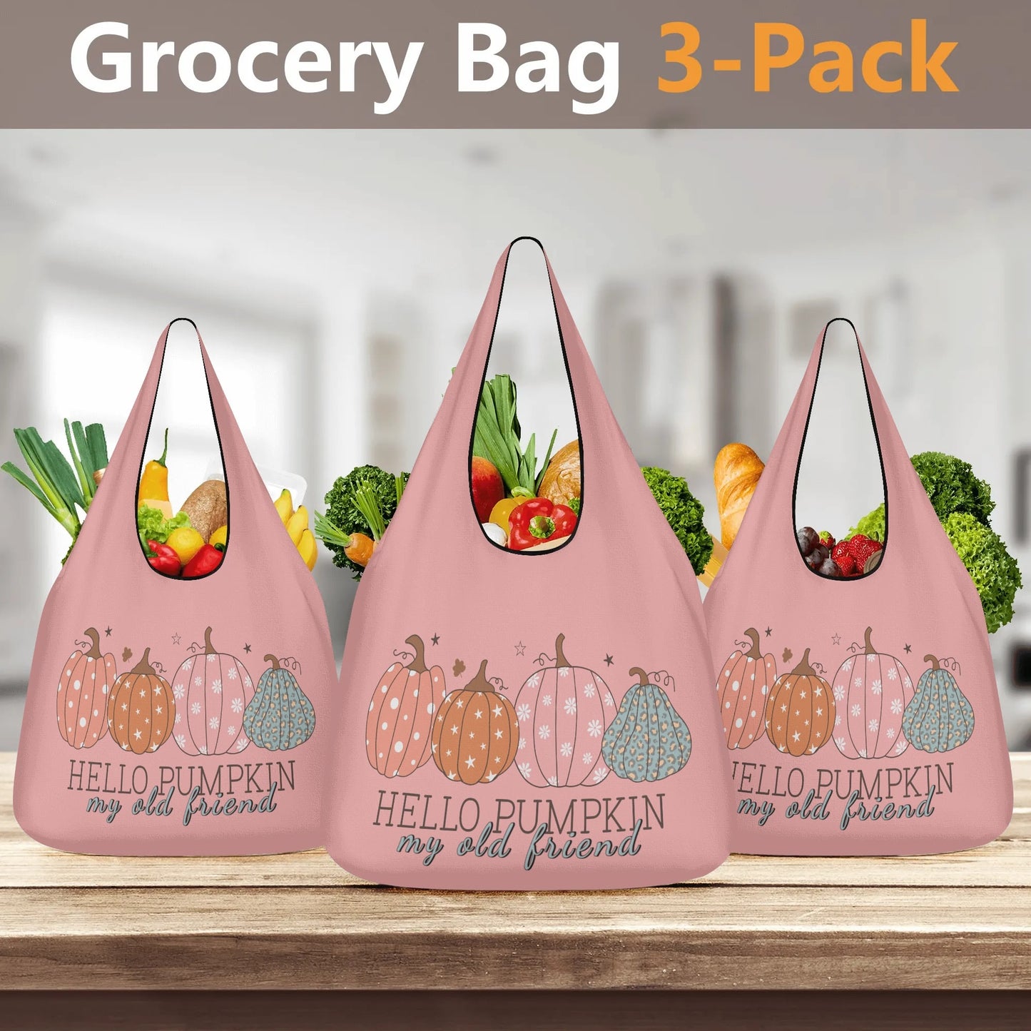 Hello Pumpkin My Old Friend - 3 Pack of Grocery Bags to Celebrate Fall!