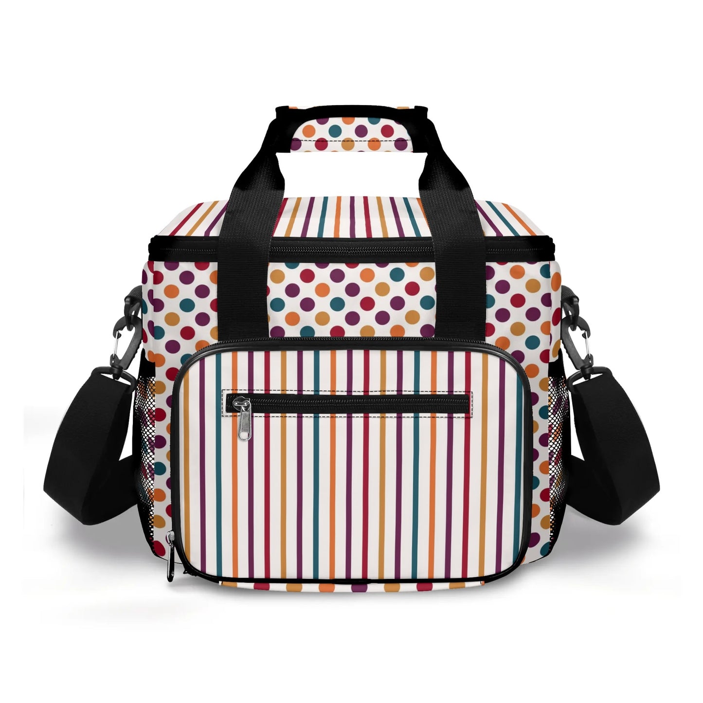 Fall Coloured Striped - Insulated Picnic Bag Leakproof Cooler Bag Lunch Box