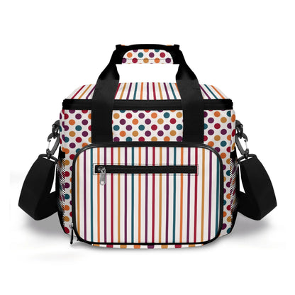 Fall Coloured Striped - Insulated Picnic Bag Leakproof Cooler Bag Lunch Box