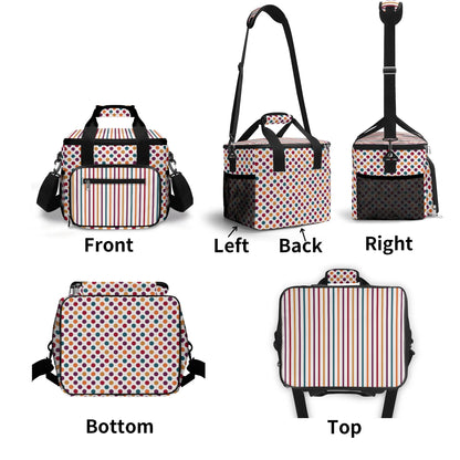 Fall Coloured Striped - Insulated Picnic Bag Leakproof Cooler Bag Lunch Box