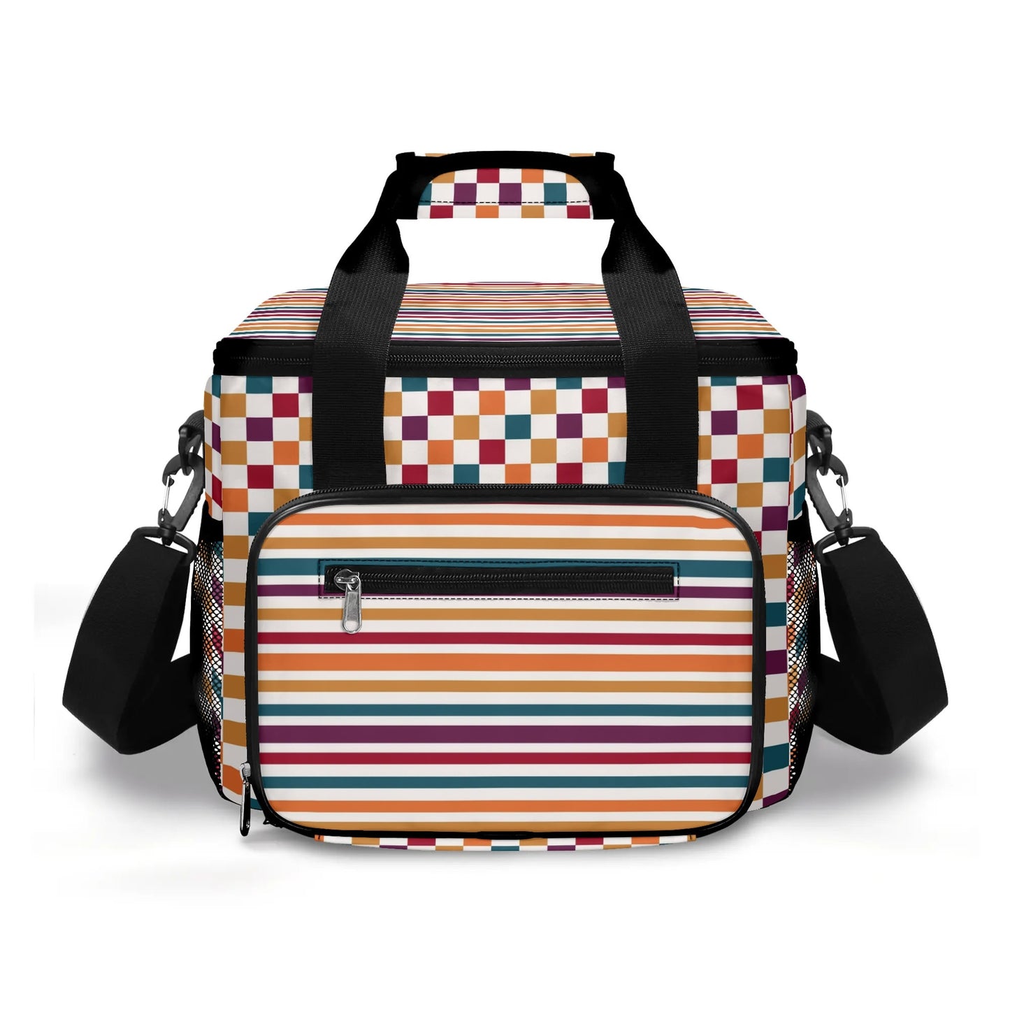 Fall Coloured Striped - Insulated Picnic Bag Leakproof Cooler Bag Lunch Box