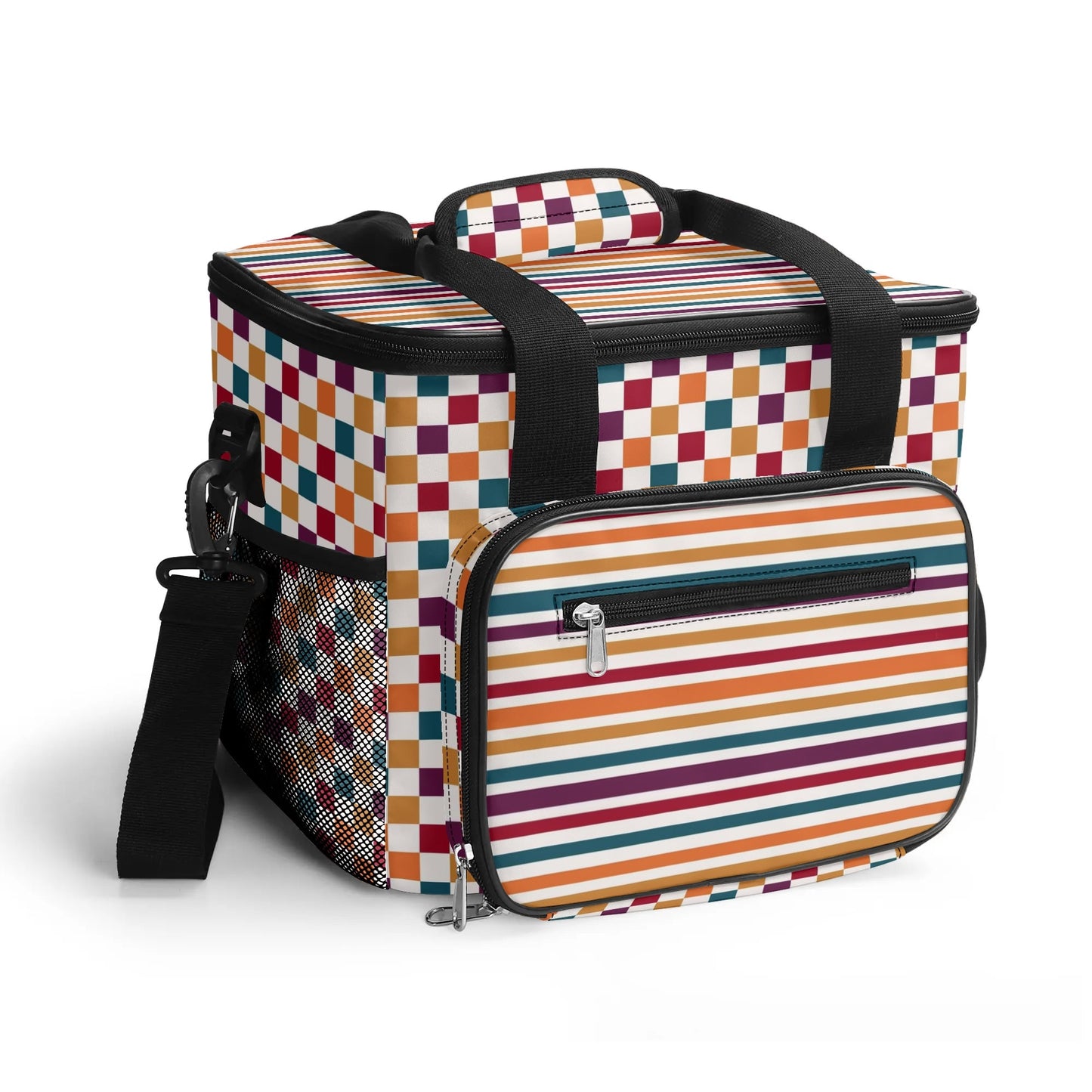 Fall Coloured Striped - Insulated Picnic Bag Leakproof Cooler Bag Lunch Box