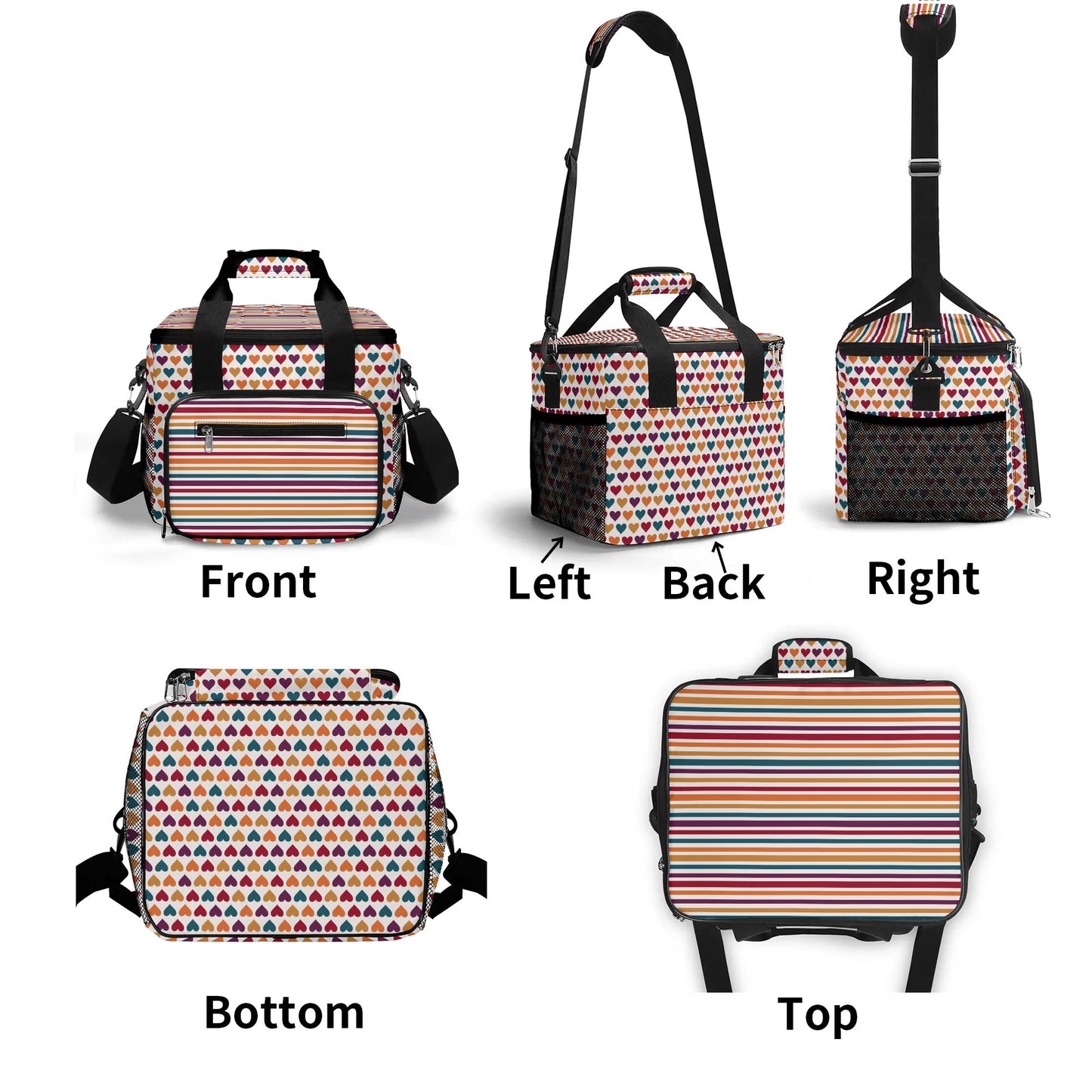 Fall Coloured Striped - Insulated Picnic Bag Leakproof Cooler Bag Lunch Box