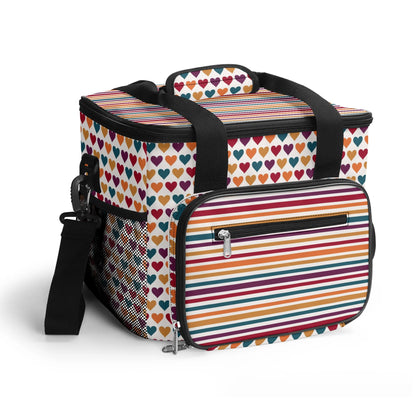 Fall Coloured Striped - Insulated Picnic Bag Leakproof Cooler Bag Lunch Box