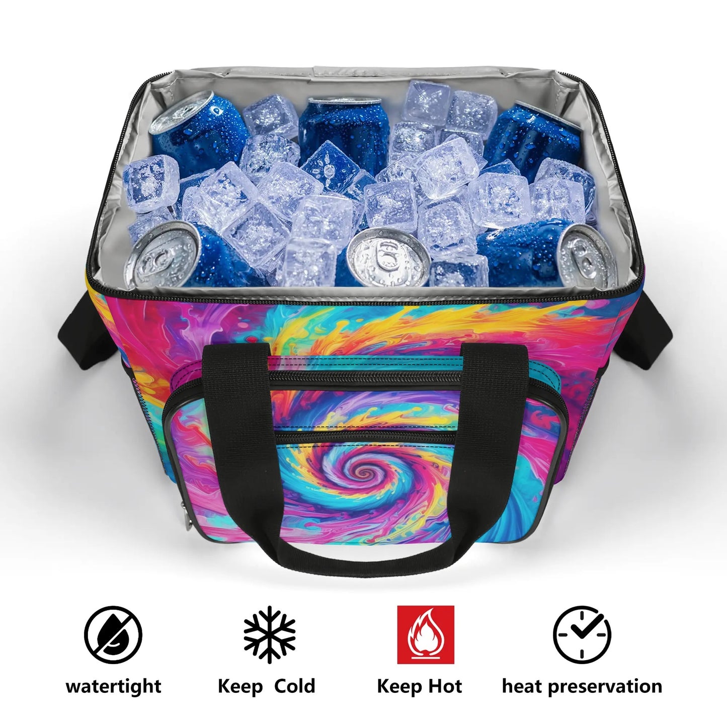 Rainbow Tie-Dye - Insulated Picnic Bag Leakproof Cooler Bag Lunch Box