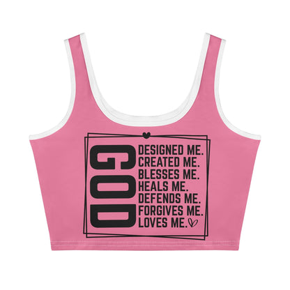 God Loves Me - Womens Summer Stretch Crop Tank Top