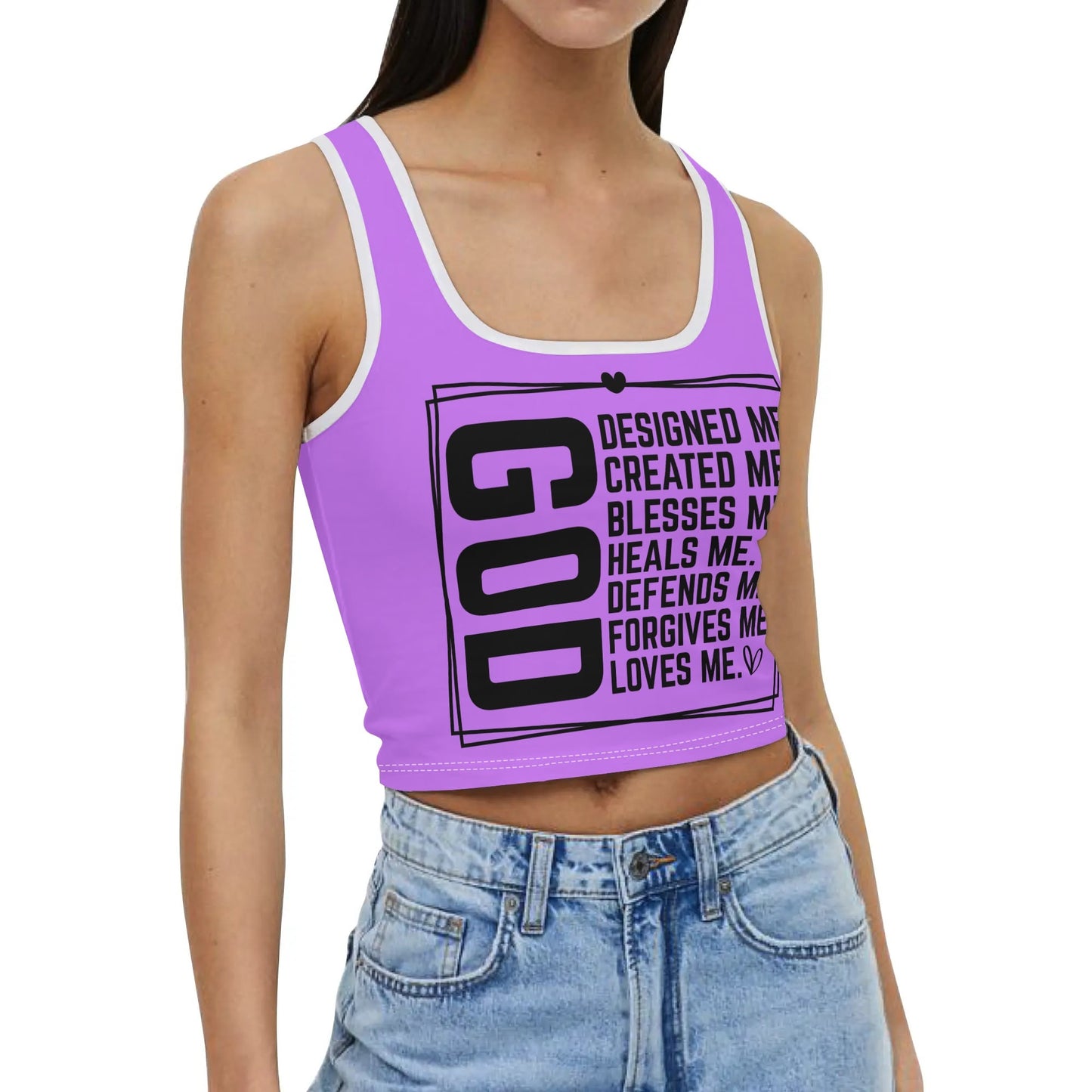 God Loves Me - Womens Summer Stretch Crop Tank Top